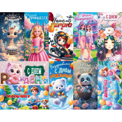 Конверт для денег С ДР! Детский Микс (10в*2)