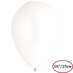 Воздушный шар латексный без рисунка 10"/01 Пастель Белый/White 100 шт