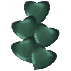 Набор фольгированных шаров 18"/45см СЕРДЦЕ Сатин Dark Green