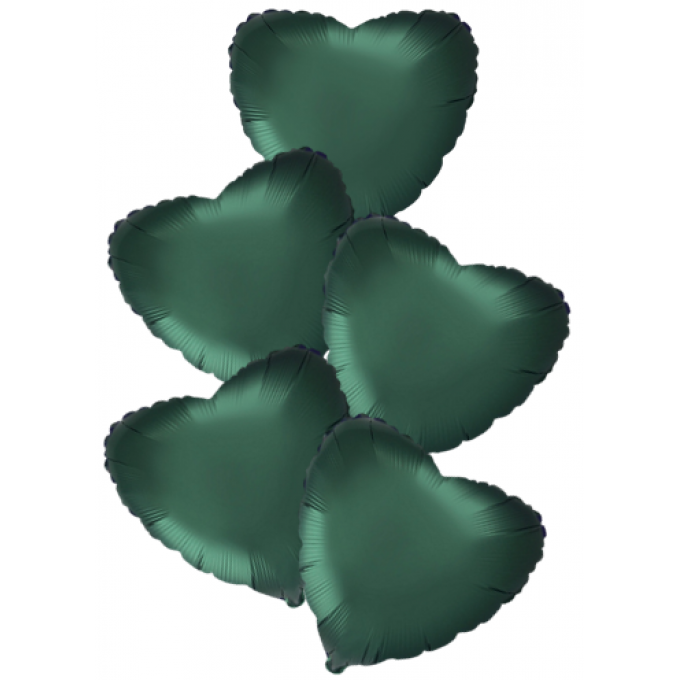 Набор фольгированных шаров 18"/45см СЕРДЦЕ Сатин Dark Green