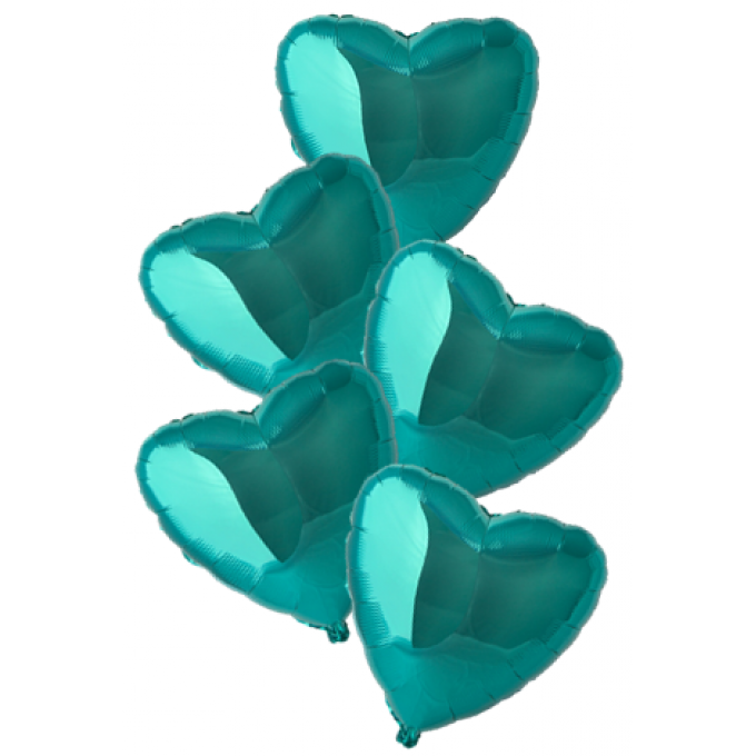 Набор фольгированных шаров 18"/45см СЕРДЦЕ Металлик Turquoise