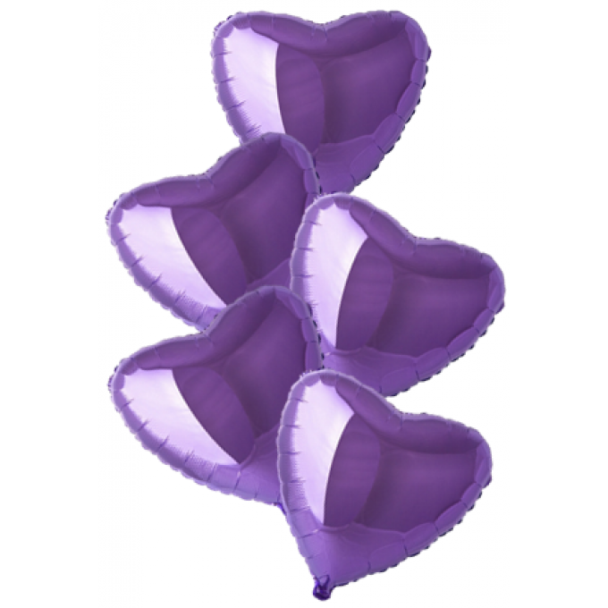 Набор фольгированных шаров 18"/45см СЕРДЦЕ Металлик Lilac
