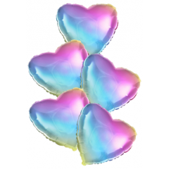 Набор фольгированных шаров 18"/45см СЕРДЦЕ Металлик Радуга