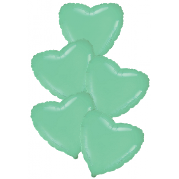 Набор фольгированных шаров 18"/45см СЕРДЦЕ Пастель Mint
