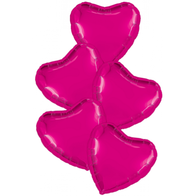 Набор фольгированных шаров 19"/48см СЕРДЦЕ Фуксия