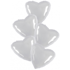 Набор фольгированных шаров 19"/48см СЕРДЦЕ Белый блеск