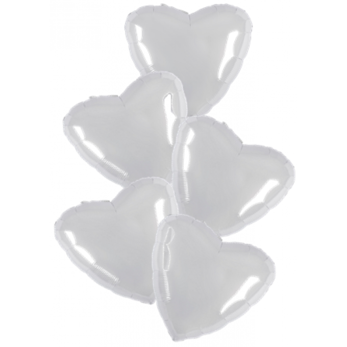 Набор фольгированных шаров 19"/48см СЕРДЦЕ Белый блеск