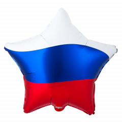 Воздушный шар фольгированный с рисунком 18"/46см Звезда Триколор Звезда
