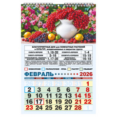 Календарь настенный перекидной малый на 2026 год "Садово-огородный лунный"