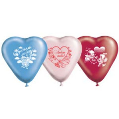 Воздушный шар латексный с рисунком 10" пастель Сердце любовь амурчики