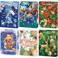 Пакет бумажный ламинированный 13,5*18*6 см С Новым годом! МИКС (6в*2)