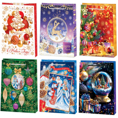 Пакет бумажный ламинированный 18*22,7*10 см С Новым годом! МИКС (6в*2)