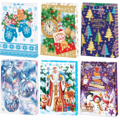 Пакет бумажный ламинированный 26х32,7х13,6 см С Новым годом! МИКС (6в*2)