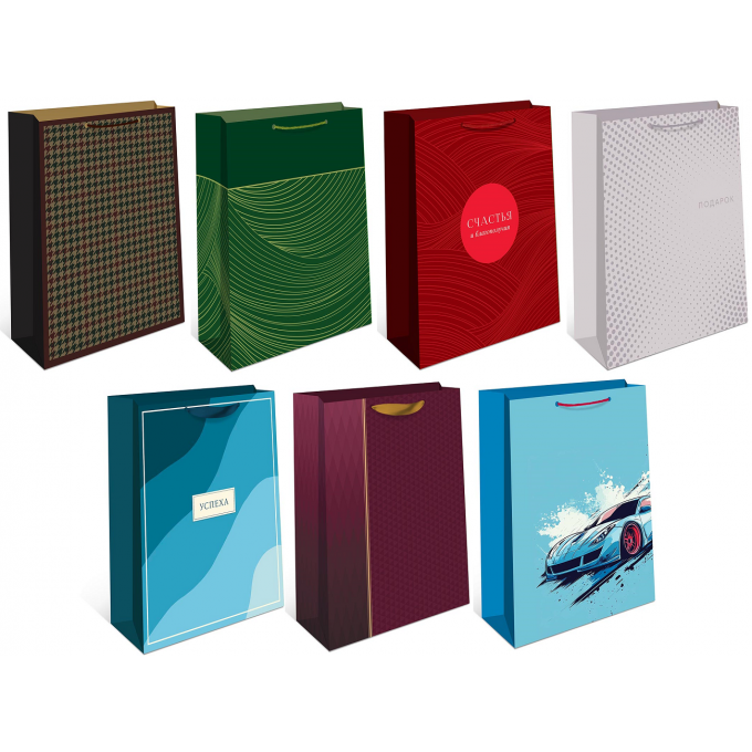 Пакет подарочный 33*42,5*10 см Мужской Микс (7в*1)