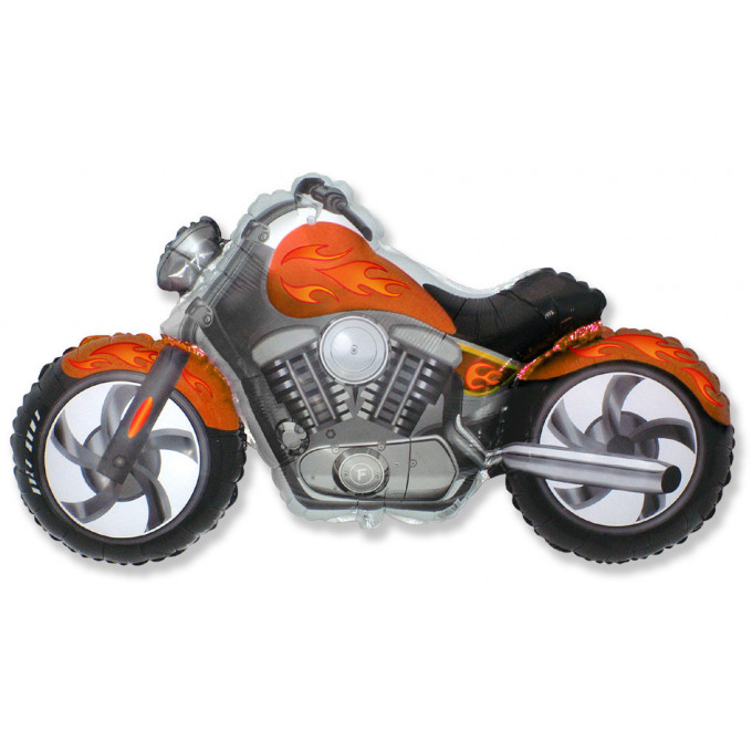Воздушный шар фольгированный 45" Фигура Мотоцикл оранжевый 57*115см