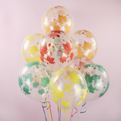 Воздушный шар латексный с рисунком 12\'\'/30 см кристалл Разноцветные листья