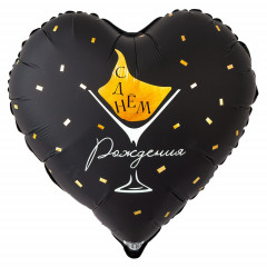 Воздушный шар фольгированный с рисунком 18"/46 см Бокал мартини