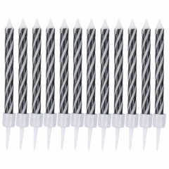 Свечи д/торта Спирали с подст Черные 6см 12шт/G