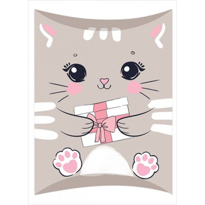 Коробочка для подарка без надписи (кошечка с подарком)