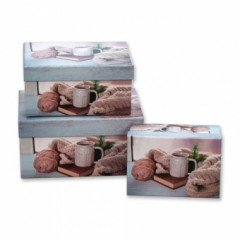 Коробка подарочная набор из 3 шт ПРЯМОУГОЛЬНИК Утро 22*15*11,5 см