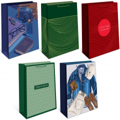 Пакет подарочный 33*42,5*10 см Мужской Микс (5в*1)