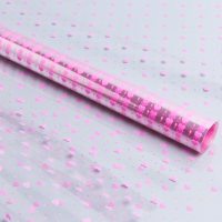 Пленка цветная 70см/200гр Мелкие сердца розовый