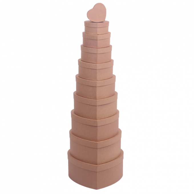 Набор подарочных коробок из 10 шт Сердце КРАФТ 33*32,3*14 см