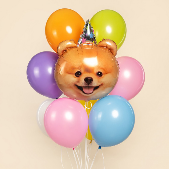 Воздушный шар фольгированный Фигура 28"/71 см Собачка в колпачке