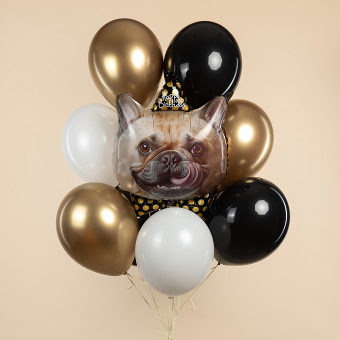 Воздушный шар фольгированный Фигура 29"/74 см Бульдог в колпачке