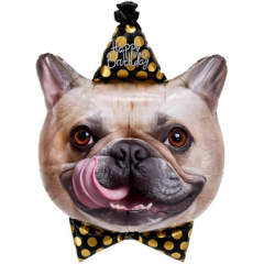Воздушный шар фольгированный Фигура 29"/74 см Бульдог в колпачке