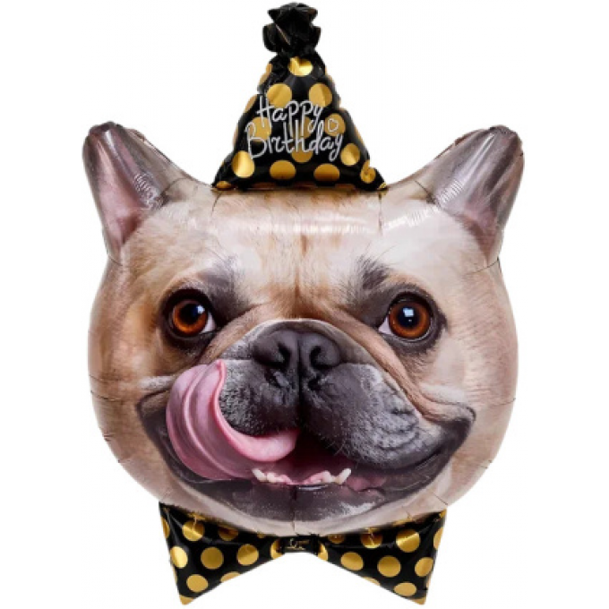 Воздушный шар фольгированный Фигура 29"/74 см Бульдог в колпачке