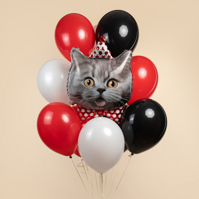 Воздушный шар фольгированный Фигура 29"/74 см Котенок в колпачке