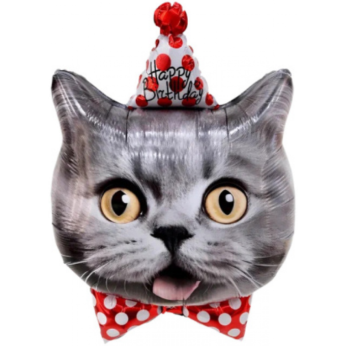 Воздушный шар фольгированный Фигура 29"/74 см Котенок в колпачке