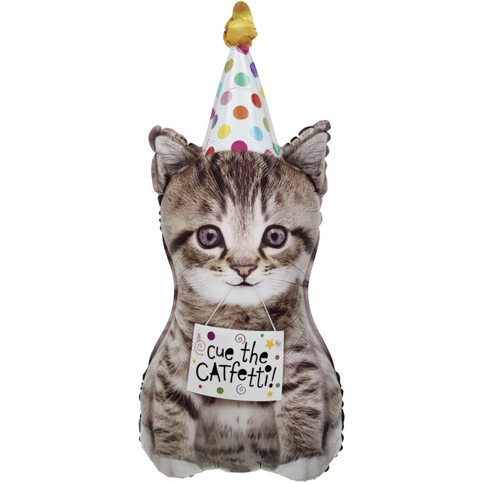 Воздушный шар фольгированный  Фигура 30"/76 см  Котик в колпачке