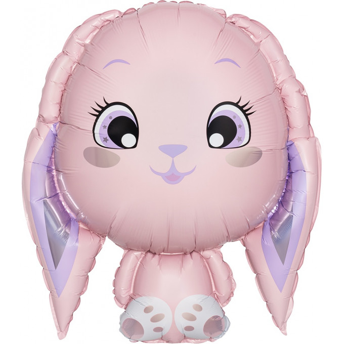 Воздушный шар фольгированный  Фигура 32"/81 см Милый зайка розовый