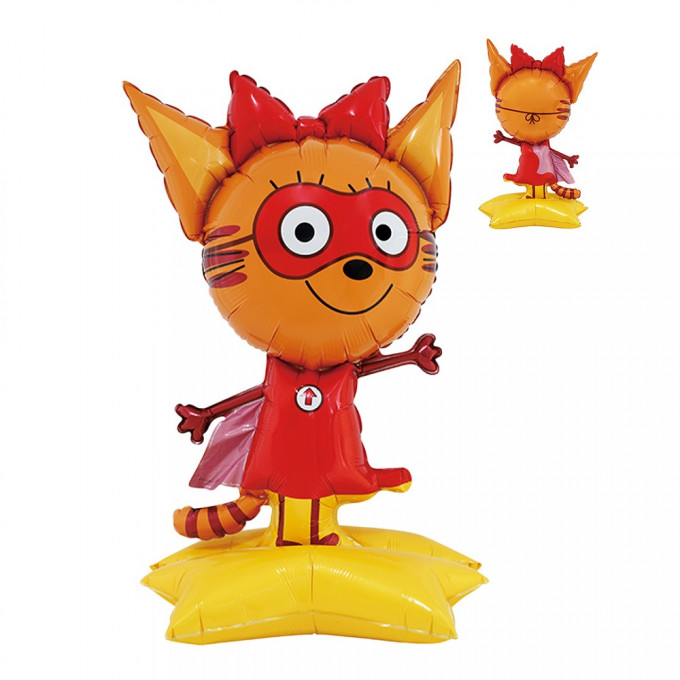 Воздушный шар фольгированный Фигура на подставке 40"/102 см Три Кота Карамелька