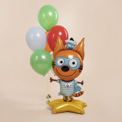 Воздушный шар фольгированный Фигура на подставке 48"/122 см Три Кота Коржик