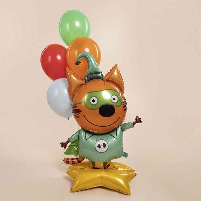 Воздушный шар фольгированный Фигура на подставке 54"/137 см Три Кота Компот