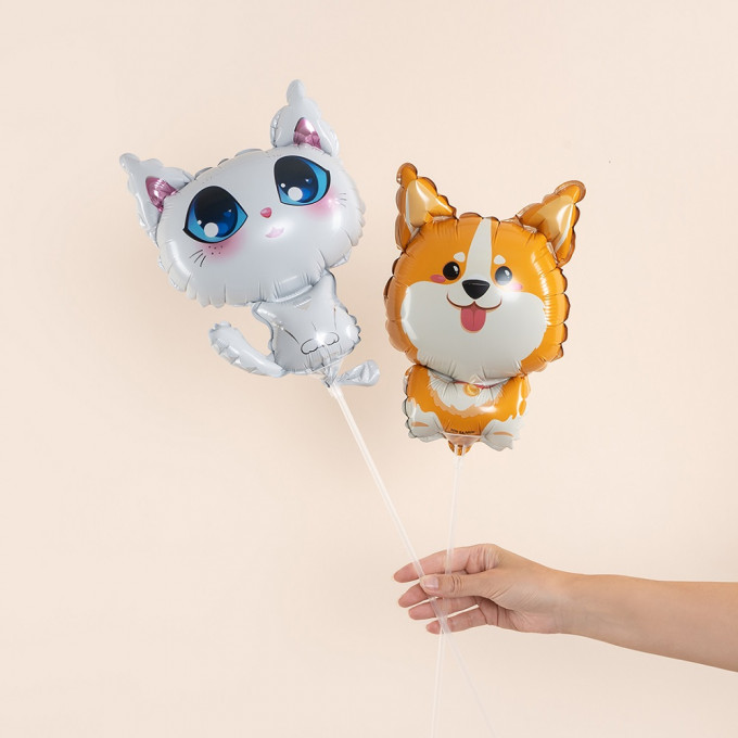 Воздушный шар фольгированный Мини-фигура 15"/38 см Котенок Белый