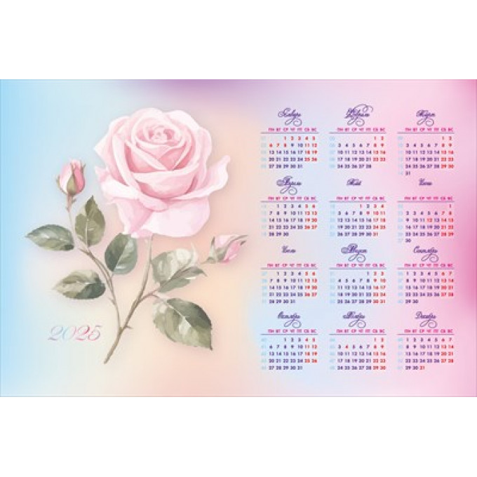 Магнитный календарь на 2025 год "Нежная роза"