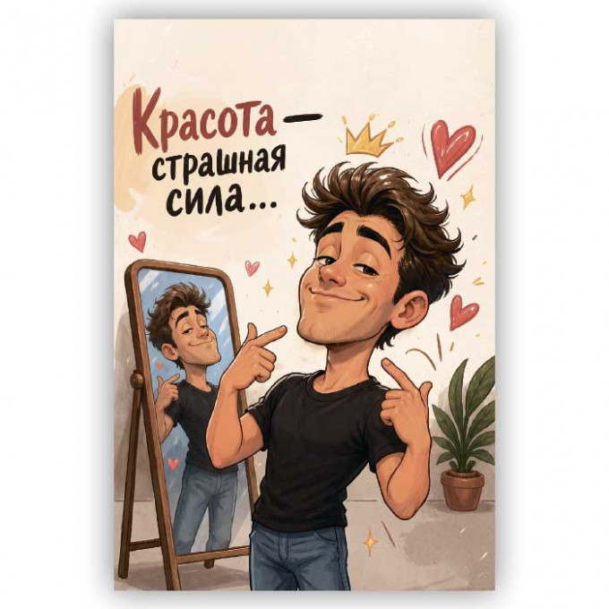 Открытка с конвертом Красота-страшная сила...