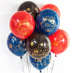 Воздушный шар латексный с рисунком 12''/30 см пастель С Юбилеем! (короны), Ассорти, 5 ст, 25 шт