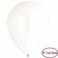 Воздушный шар латексный без рисунка 5"/29 Металлик Белый/ White