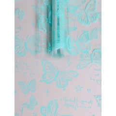 Пленка цветная 70см/200гр Бабочки МЯТНЫЙ