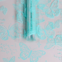 Пленка цветная 70см/200гр Бабочки МЯТНЫЙ