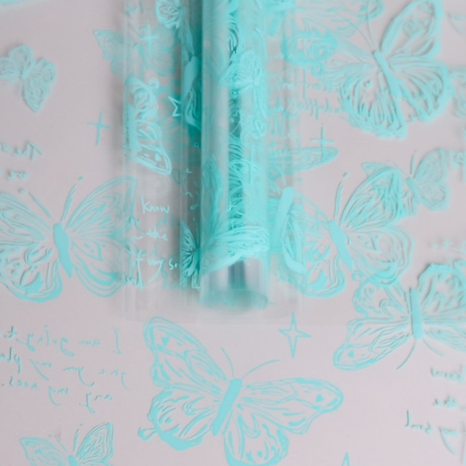 Пленка цветная 70см/200гр Бабочки МЯТНЫЙ