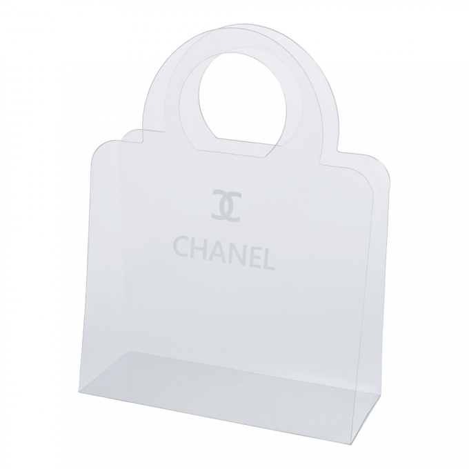 Сумка-переноска для цветов "Chanel" 18,5*8*17см ручка 7,5см, 800мкр ПРОЗРАЧНАЯ