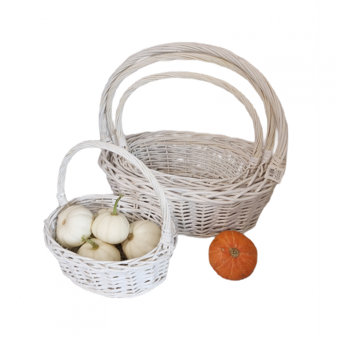 Корзина Ива Овал 45*35*15, 38*30*13, 33*25*12, 28*20*10 Белый из 4 шт