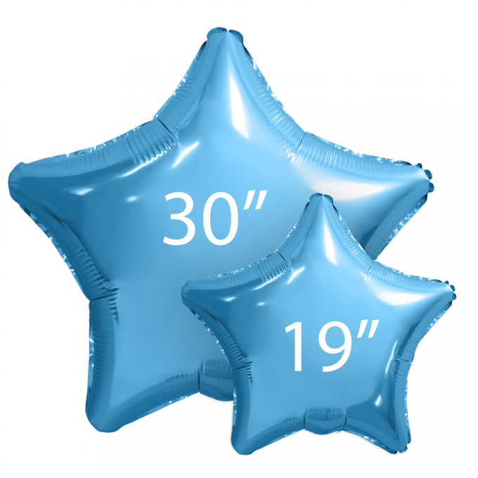 Воздушный шар фольгированный без рисунка 30"/76 см Звезда Холодный Голубой