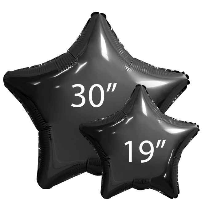 Воздушный шар фольгированный без рисунка 30"/76 см Звезда Черный